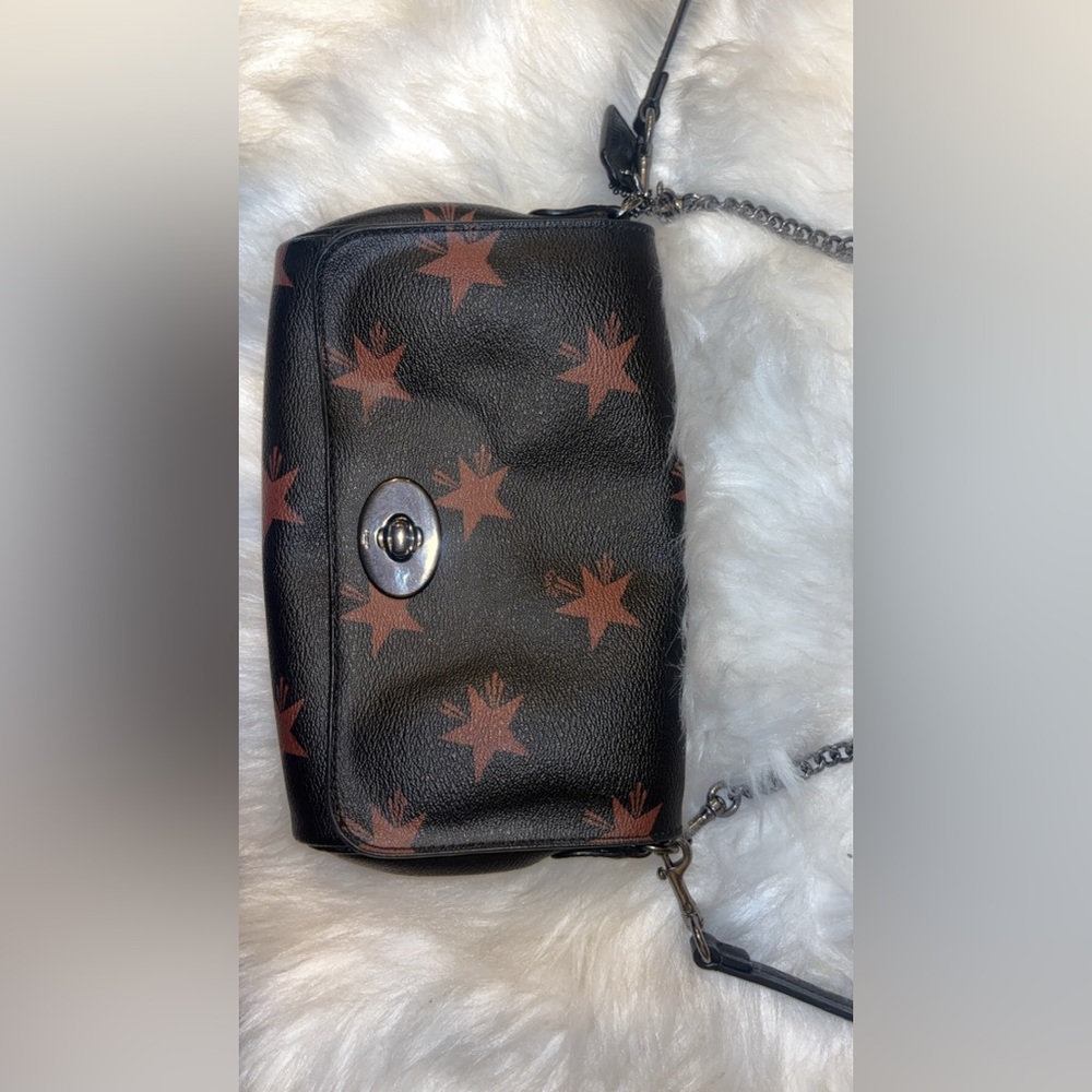Black and Brown Star Patterned Women's Bag